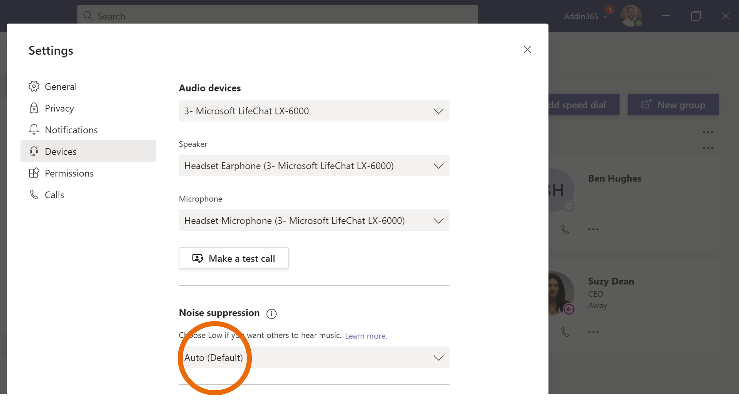 background noise in microsoft teams